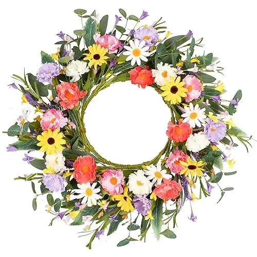 Color Flower Front Door Wreath