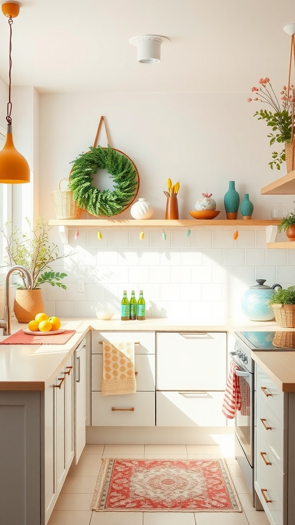 Bright and lively kitchen with colorful decor and accessories