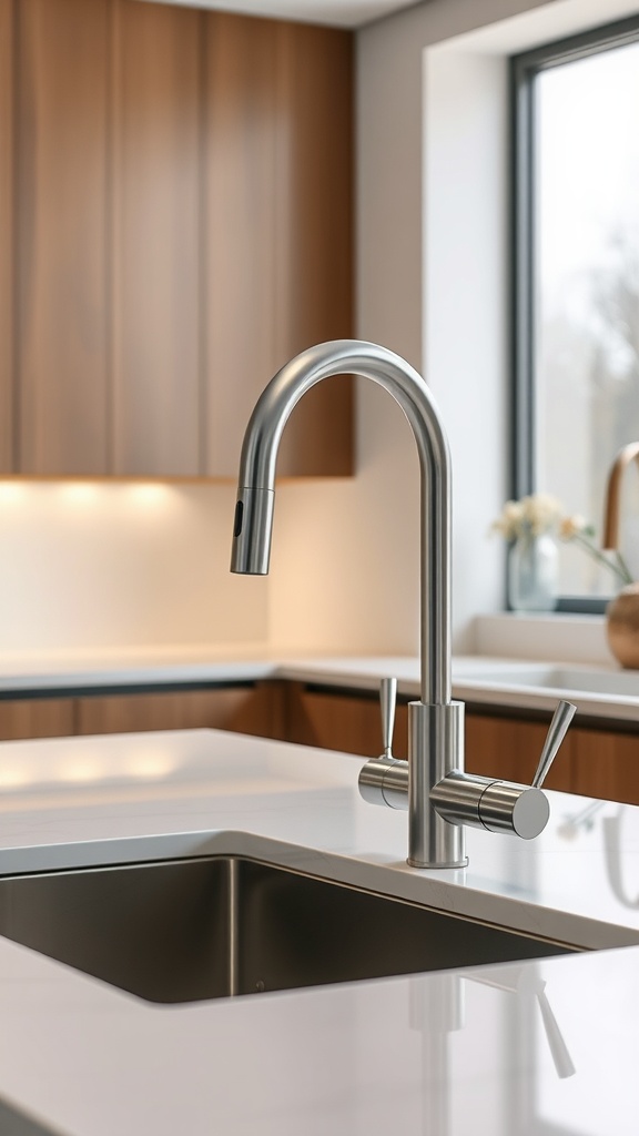 Modern kitchen faucet with touchless technology